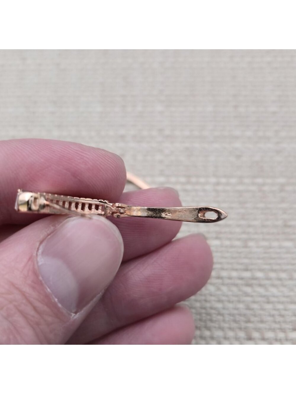 Rose Gold Over Sterling Silver Baguette Cubic Zirconia Eternity Earrings A7797 - Picture 5 of 7